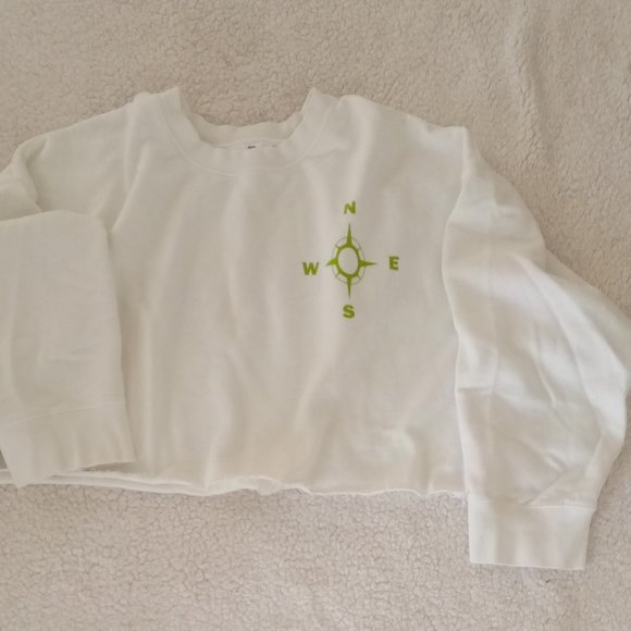 BP. Self Discovery Crop Top Sweat Outfit. Size 2X White & Green - Picture 6 of 10